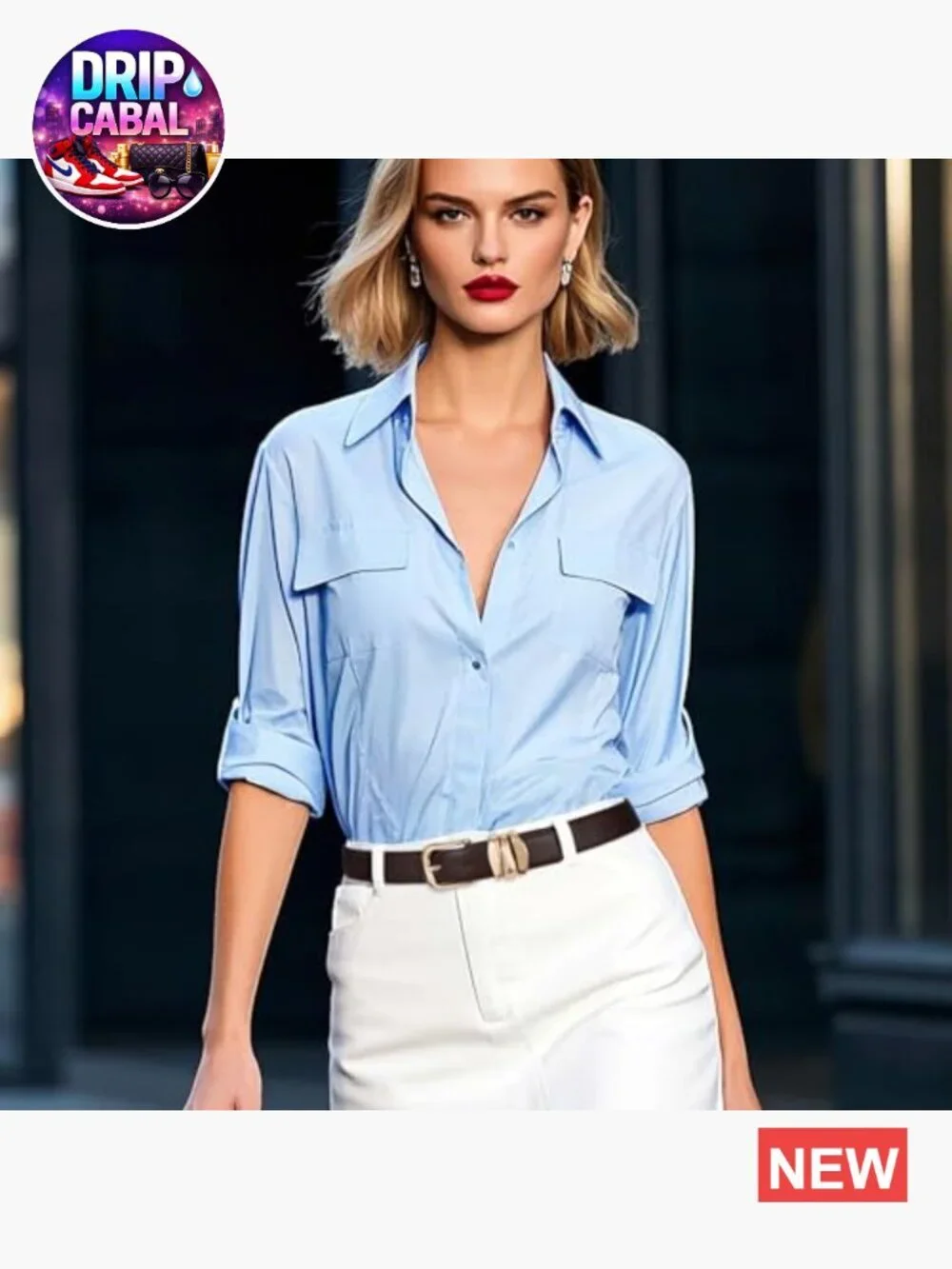 Faux Leather Belt with Triple Gold Keeper Loops for Women